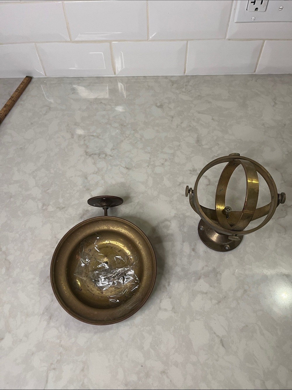 Brass Sconce and mounting brass sphere Vintage
